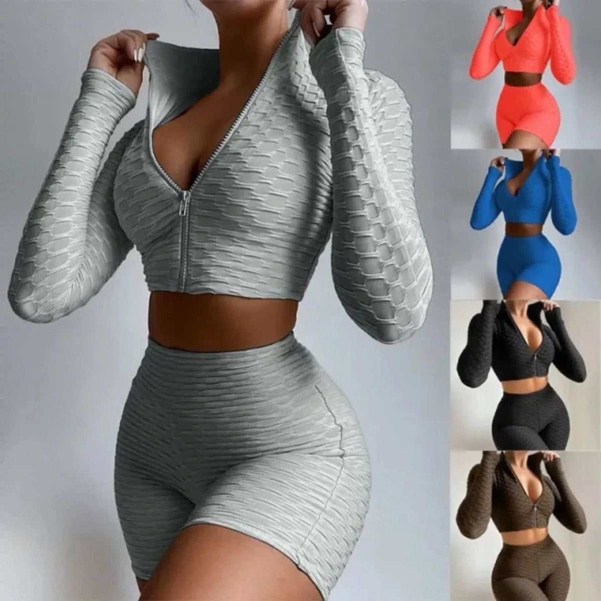 SculptFit Two Piece Textured Zipper Set