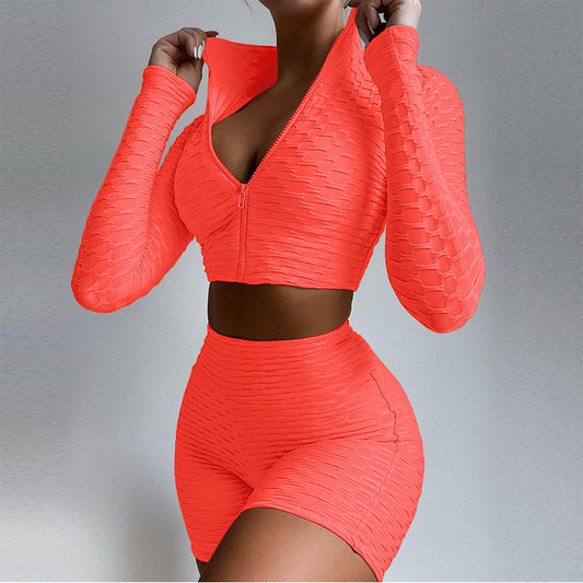 SculptFit Two Piece Textured Zipper Set