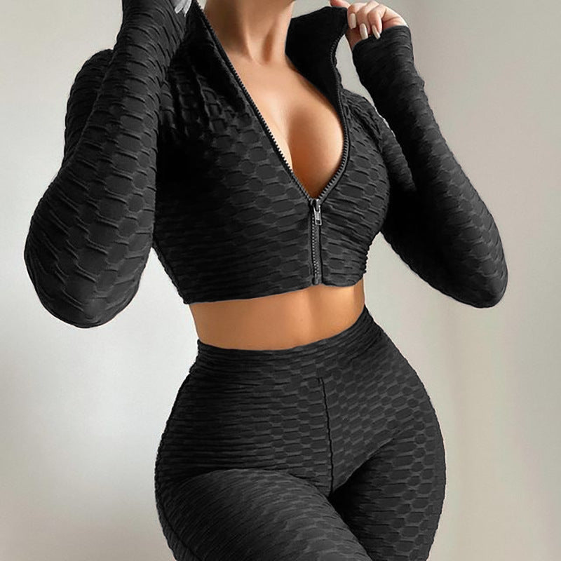 SculptFit Two Piece Textured Zipper Set